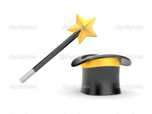 Magic wand and hat